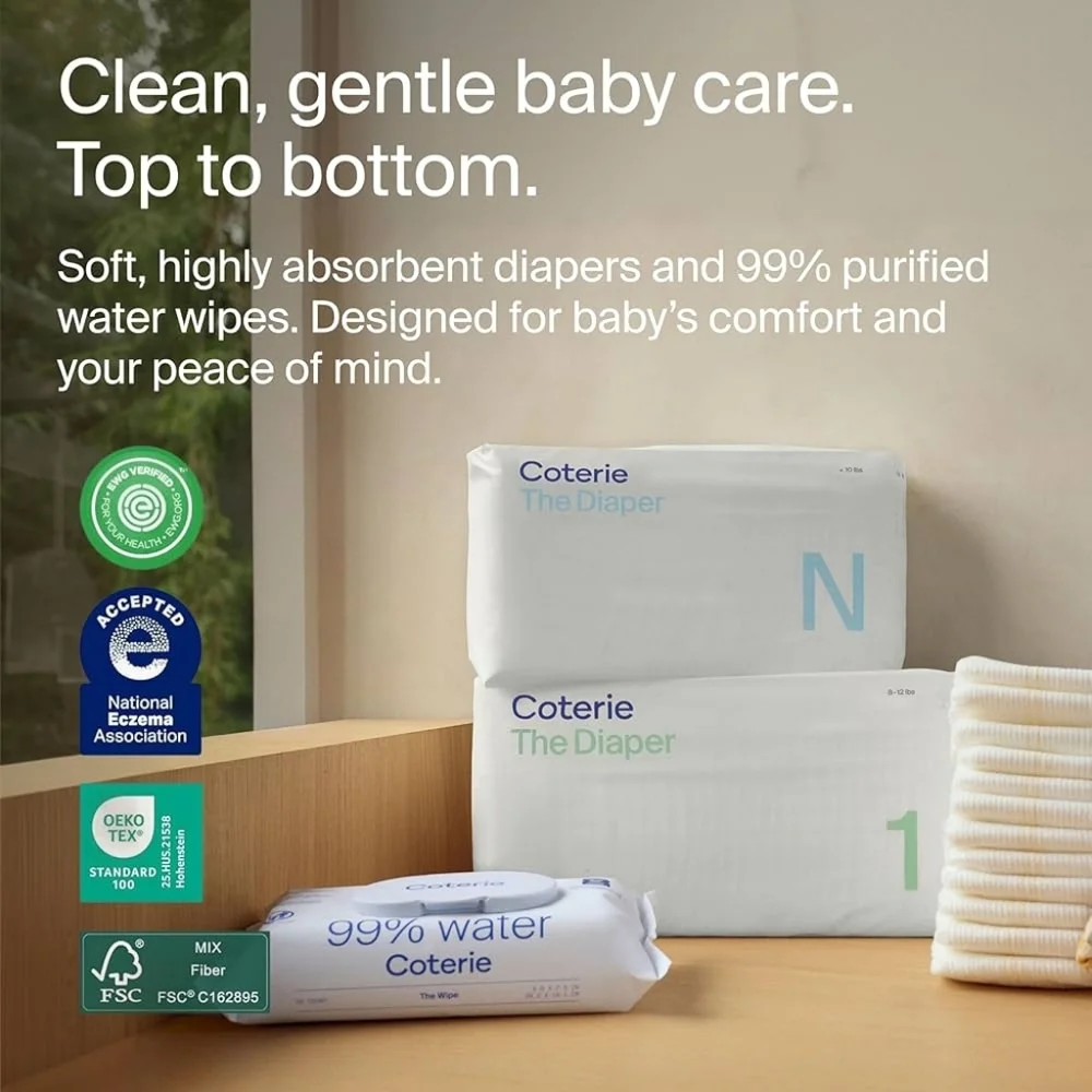 NEW Coterie Baby Wipes 224 Count & Bun Balm Sensitive Skin Bundle